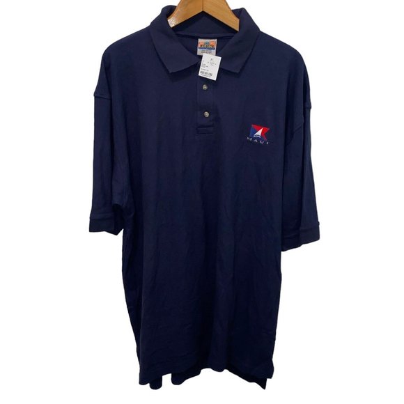 Sgt Leisure Maui Polo Shirt Men XL Blue Cotton Made in USA Vintage New Deadstock - Picture 1 of 6